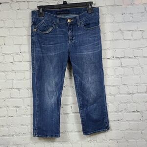Rock & Republic Roskilde Denim Capris Women's 6 Distressed Embellished Blue Jean